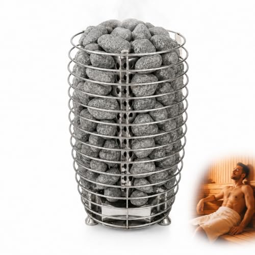 MASTLOUFUL Electric Sauna Stove, Stainless Steel Freestanding Stone Tower Sauna Heater with Open Basket for Traditional Home Sauna Rooms and Cabins, 3kW 12kW