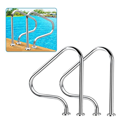 DMCHENGMA Swimming Pool Hand Rail 31.5 x 10.6 x 31.5 in with Installation kit - Easy Mount Non-Slip Pool Safety Products Hand Grab Railing (2PCS)