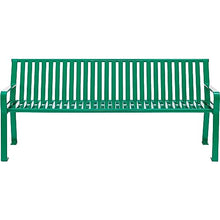 Global Industrial 6 ft Outdoor Park Bench with Back, Vertical Steel Slat Green