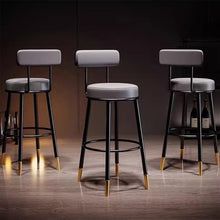 DINBOZ26X Counter Stools Green Barstool Iron High Chair Leather Household Reclining Bar Stool Bar Chair Gold Chair Feet Bar Stools(Large)