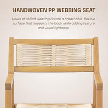 NTC Terra 8 Pieces Solid Wood Armchairs with Handwoven Rope Seat & Back, Indoor & Outdoor Dining Chairs for Patio Dining Sets, Modern Patio Chairs with Arms, Easy Assembly, Natural