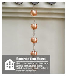 WKNHHL Rain Chain, Adjustable Copper with Multiple Sizes for Downspouts Rain Gutter Front Door Yard Garden Decoration,1 m (3.2ft)