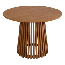 Modway Lane 39 Inch Teak Wood Outdoor Round Dining Table for 4 in Natural – Slatted Patio Table with Umbrella Hole and Pedestal Base for Patio, Balcony, Deck, Backyard, Terrace Or Sunroom
