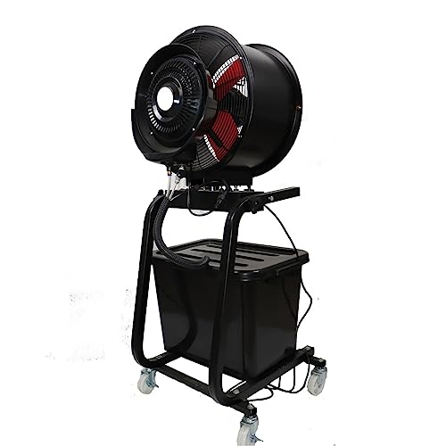 DFEDHF 16in Misting Fan Industrial Metal Pedestal Fan Patio Misting Fans Outside Pedestal Cooling Fan 3 Speeds 90° Oscillation Mister for Patio, Outside Restaurant, Garage,