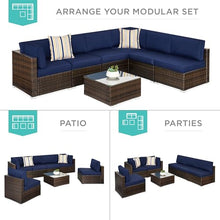 Best Choice Products 7-Piece Modular Outdoor Sectional Wicker Patio Set Brown/Navy