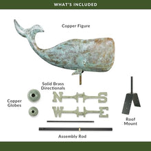 Good Directions Pure Copper 37" Whale Weathervane, Includes Roof Mount for Easy Installation - Blue Verde Copper