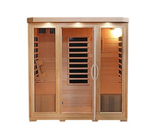 Heat Wave 4 Person Sauna Hemlock Wood Sonoma 9 Carbon Infrared Heaters MP3 Player Chromo Therapy Lighting 120V 2100W Wood