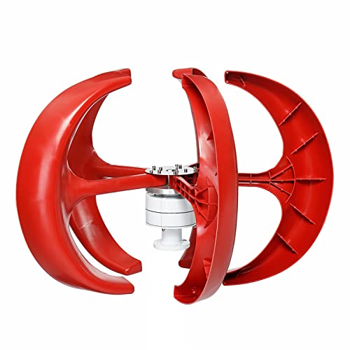 HENGJINGTR 220v, 12000W Wind Turbine Generator, 12V-220V Vertical Axis Windmill Portable Wind Power Turbine Generator Kit with Charge Controller(Red)