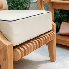 Cambridge Casual Costa Teak Outdoor Lounge Chair, Teak Wood Patio Club Chair with Taupe Cushion & Black Piping, Deep Seating Patio Lounge Chair for Balcony, Patio, Sunroom