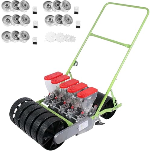 SENODON 1/2/3/4/5/6 Row Vegetable Seeders Hand Push, Precision Seeder Row Planter with Adjustable Plant Spacing for Corn, Leek, Spinach(Line 5)