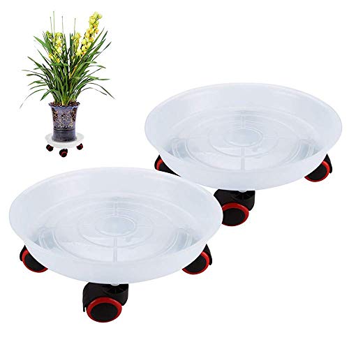 EliteBloom Heavy Duty Plant Caddy with Wheels - Set of 2, 26Cm Flower Pot Stand Trolley for Indoor & Outdoor Gardening, Durable Rolling Planter Base for Easy Mobility,42cm