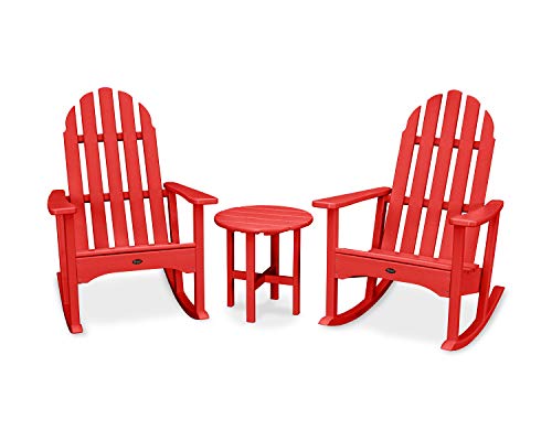 Trex Outdoor Furniture Cape Cod 3-Piece Adirondack Rocking Chair Set with Side Table