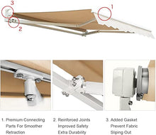 Diensweek 15'x10' Patio Awning Retractable Fully Assembled Manual Commercial Grade - Quality 100% 280G Ployester Window Door Sunshade Shelter - Deck Canopy Balcony P100 Series (14.8'x9.8', Beige)
