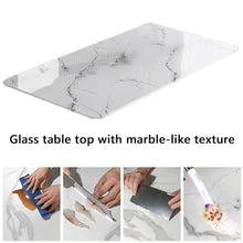 Rectangle Polished Edge Tempered Glass Table Topwith Marble Design, 8mm Thick, 100 Lbs Load Capacity, Scratch-Resistant, Durable, Versatile Use for Dining, Coffee, Or Garden Tables(B,100x100cm)