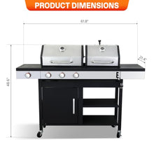 Charcoal & Gas Grill Combo with Cast Iron Grate & Plate