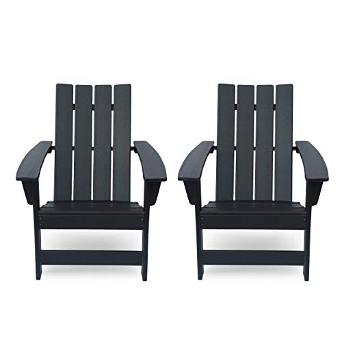 Christopher Knight Home Robert Outdoor Contemporary Adirondack Chair Set of 2 Matte Black
