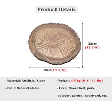 Round Decorative Wood Effect Stepping Stone, Outside Log Texture Paving Stones Kits, Rustic Dimensional Foot Stone for Garden Pathway, Flower Bed