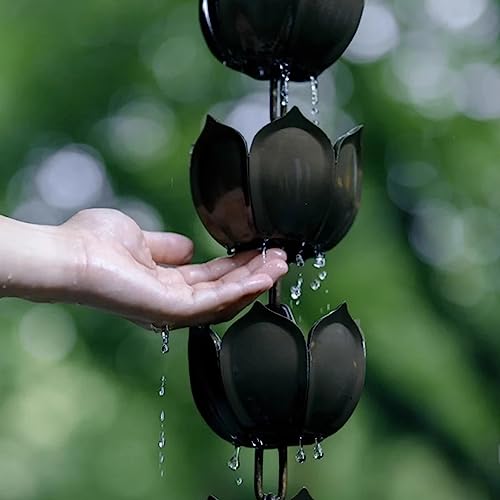 HCZKIUJ Rain Chains Rain Chains Gutter Adapter, Hanging Rain Catcher System for Garden Downspout, Roof Yard House Patio Rain Chimes, Rain Bells Outdoor Decor (5M/16.5FT)