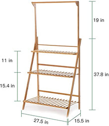 ZEELYDE Plant Stand,3-Tier Hanging Plant Stand Storage Shelf Folding Flower Pot Organizer Display Storage Rack Adjustable Hanger Flower Shelf