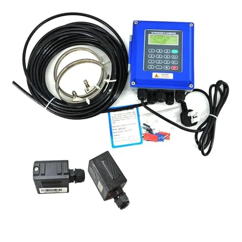 Water Flow Meter, TUF-2000B Wall Mounted Water Flow Meter Transducer TS-2/TM-1-HT Optional SD Storage Clamp Sensor Liquid Ultrasonic Flowmeter,for Outdoor Garden Hose Watering(Host and TS-2-HT)