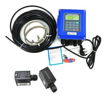 Water Flow Meter, TUF-2000B Wall Mounted Water Flow Meter Transducer TS-2/TM-1-HT Optional SD Storage Clamp Sensor Liquid Ultrasonic Flowmeter,for Outdoor Garden Hose Watering(Host and TS-2-HT)
