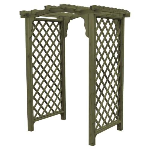 Keystone Amish Co. Newberry Cedar Garden Arbor, Heavy Duty Outdoor Wooden Archway Trellis for Climbing Plants, Amish Crafted, Made in USA, 4-Foot, Linden Leaf Stain