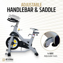 R RYAN SHERWOOD Exercise Spin Bike Commercial for Gym (50 lb Flywheel) 350 lb Capacity - Grey
