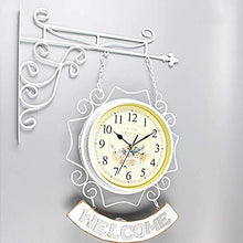 EHVYBDX Wall Clock Art Clock Waterproof Outdoor Clock Garden Clocks, 10 Inch Double Sided Outdoor Wall Clock Retro Outdoor Clocks Battery Operated Silent Clocks White Wall