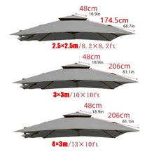MXJCKSOQ 10'X13' Square Patio Umbrella Canopy - UV Protection 8 Ribs Cantilever Replacement Cover for Garden Outdoor Parasol Top Weather-Resistant Fabric,Grey-300x300cm(10x10ft)