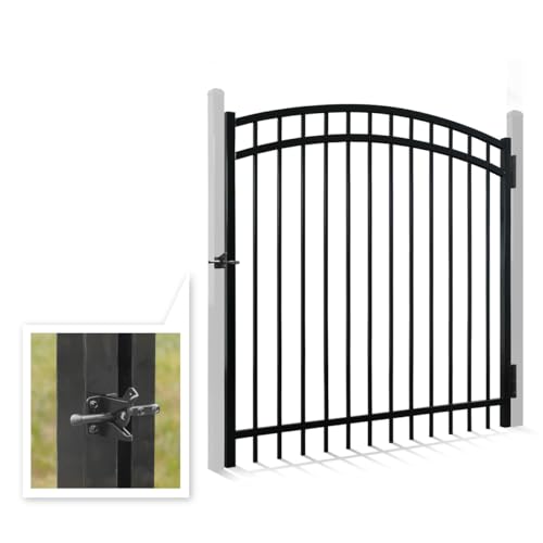 Fencer Wire Heavy Duty Arched Decorative Fence Gate, 5FT Height x 5FT Width Outdoor Fence Gate, Outdoor Anti-Rust Metal Steel Gate for Fencing Barrier, Garden Gate with Gate Lock