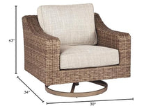 Signature Design by Ashley Beachcroft Outdoor Swivel Wicker Patio Lounge Chair Brown Beige