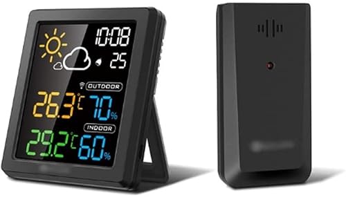 KOGORA HD Color Screen LCD Weather Station Alarm Clock Smart Hygrometer Dual Desktop Clock,Clock