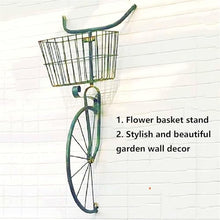 SPXTOM Hanging Bicycle Planter, Vintage Art Deco Wall Ornament, Flower Display Stand Cart, for Home Decor Patio Garden Flower Shop Indoor Outdoor(Green)