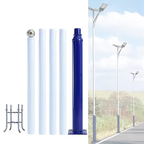 SDdPulse Outdoor Street Light Pole, Heavy Duty Metal Lamp Post with Mounting Rebar, Solar Pole Lights Outside for Parking Lots, Courtyards, Streets, Backyards,5.5m/18ft