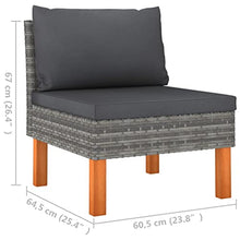 KPOUTRFG Modern Grey Poly Rattan Footstool with Eucalyptus Wood for Outdoor Use, Washable Cover Footstool for Comfortable Seating and Relaxation on Garden Patio Balcony, Grey for Outdoor