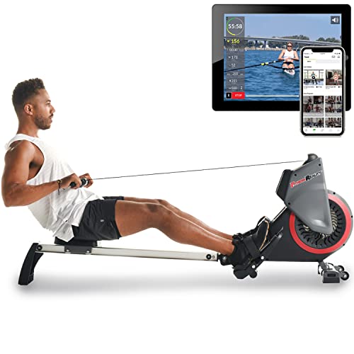 Fitness Reality Air & Magnetic Rowing Machine with On Demand Coaching Black