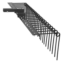Garvee 48 Inch Durable Pine Straw Rake Steel Spring Landscape Rake Fits 2" Receiver for Lawn Tractors or ATV/UTV, Black