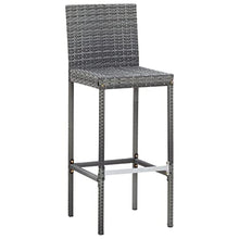 vidaXL 9-Piece Patio Bar Set in Gray - Outdoor-Friendly Acacia Wood and Poly Rattan Construction with Padded Seat Cushions and Easy-Assembly Design