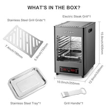 1700W Electric Steak Broiler, Stainless Steel Steak Grill, 30min Timer, LCD Touch Panel, Air Fryer Oven for Meat Burger Pizza (Gray 110)