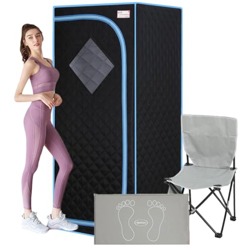 Full Body Far Infrared Sauna Tent – Portable Home Spa with Heating Foot Pad, Foldable Chair, Remote Control, Reading Light, and 700W Epoxy Resin Heating Panels – Easy Assembly, FCC Certified
