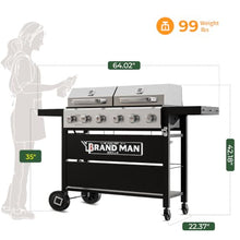 Brand-Man 6-Burner Propane Gas Grill Griddle Combo 2-in-1 Outdoor BBQ Grill