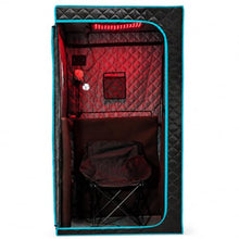 AURGOD Portable Infrared Sauna for 1 Person, Red Light Therapy Full Size Home Sauna Box with Premium Dry Heating, Remote Temperature Control, Heated Foot Pad & Reinforced Folding Chair