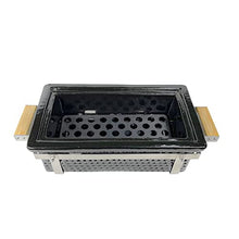 JTYMZYY Japanese Style Charcoal Grill Table, Portable Ceramic BBQ Grill with Wire Mesh Grill and Base,Tabletop Household Barbecue Tools for Outdoor Charcoal Barbecues Camping (Size : Square)
