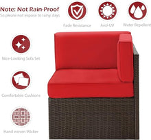 HTERWQEA Patio Conversation Set Outdoor Furniture, 7 Pieces Brown Wicker Rattan Sectional Sofa with Cushions, Modular Patio Furniture Set for Backyard, Deck, Garden, Porch