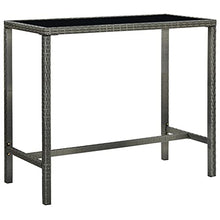 vidaXL 7 Piece Patio Bar Set with Cushions Poly Rattan Gray