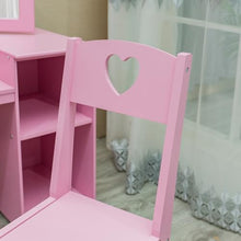 JoanKaren Kids Vanity Table 2-in-1 Princess Makeup Desk with Touch Light Pink With Crown