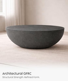 eldimer no.102 GFRC Concrete Coffee Table 35.4” - Handcrafted Round Modern Architectural Table, Weather Resistant, Indoor & Outdoor, 105 lbs Solid Cement Construction for Patio or Living Room