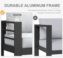 LayinSun Aluminum Furniture Set with Fire Pit Table, 5 Pieces Patio Sectional Chat Sofa Black