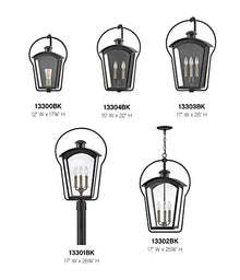Hinkley Yale Large Outdoor Three Light Post Mount Lantern, Black Finish