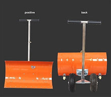 Snow Shovel with Wheels Metal Rolling Wheeled Snow Shovel Pusher with Multi-Angle Heavy Duty Large Blade Plow Height Adjustable Handle for Doorway Driveway Or Pavement Clearing Snow Pusher